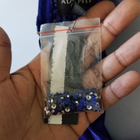 Adrianna Papell Blue Silver Sequin Dress 14 - Picture 6 of 8